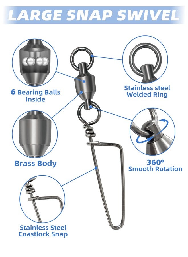 BLUEWING Ball Bearing Snap Swivels 83LB Stainless Steel/Brass High Strength Fish Tackle for Saltwater Fishing, 10pcs - Image 2